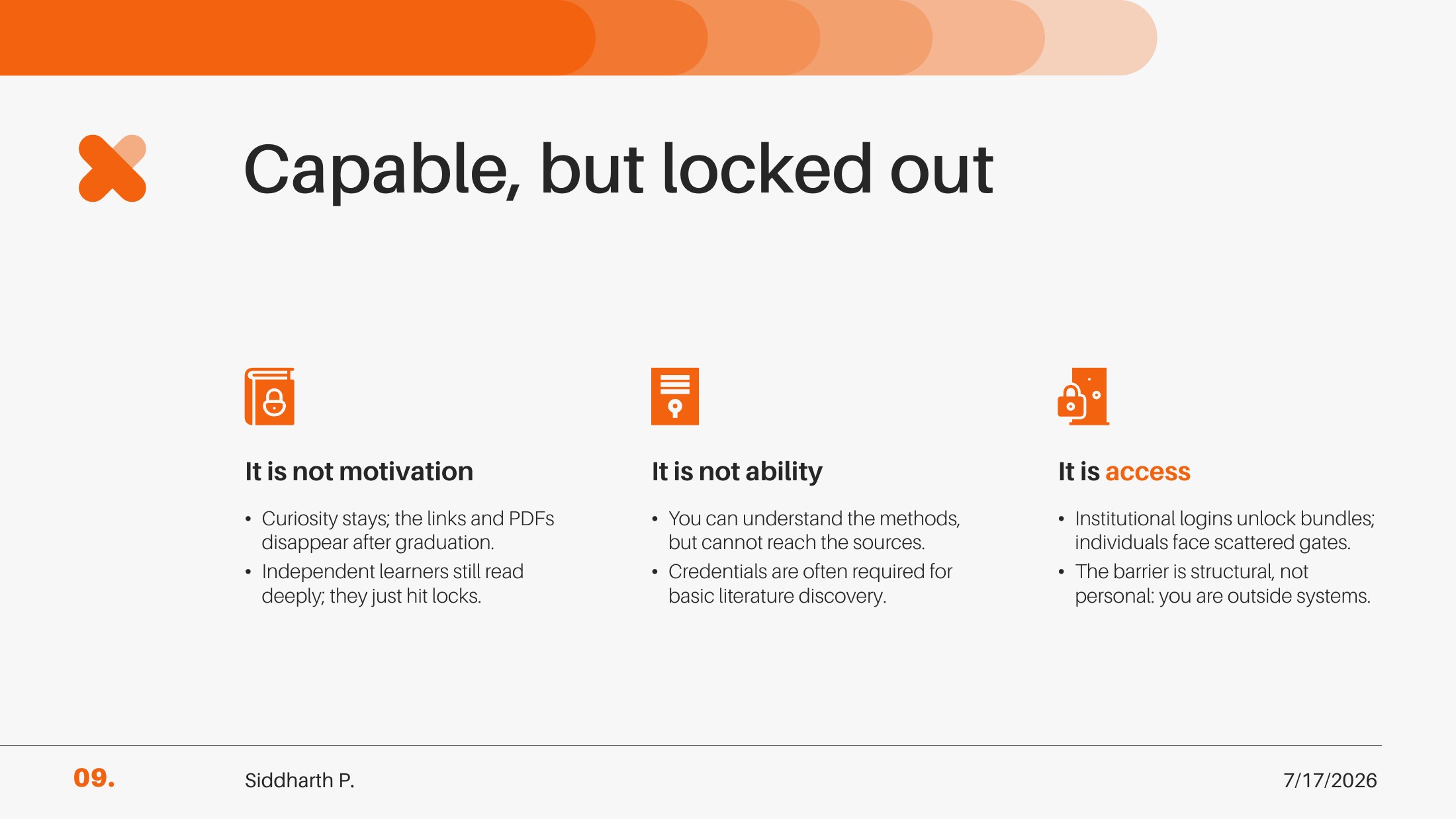Slide 9 of 16 from Why individual researchers still lack access to knowledge